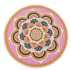 Multipurpose Retro Floral Pattern Round Rug (5ft Diameter) - Maroon