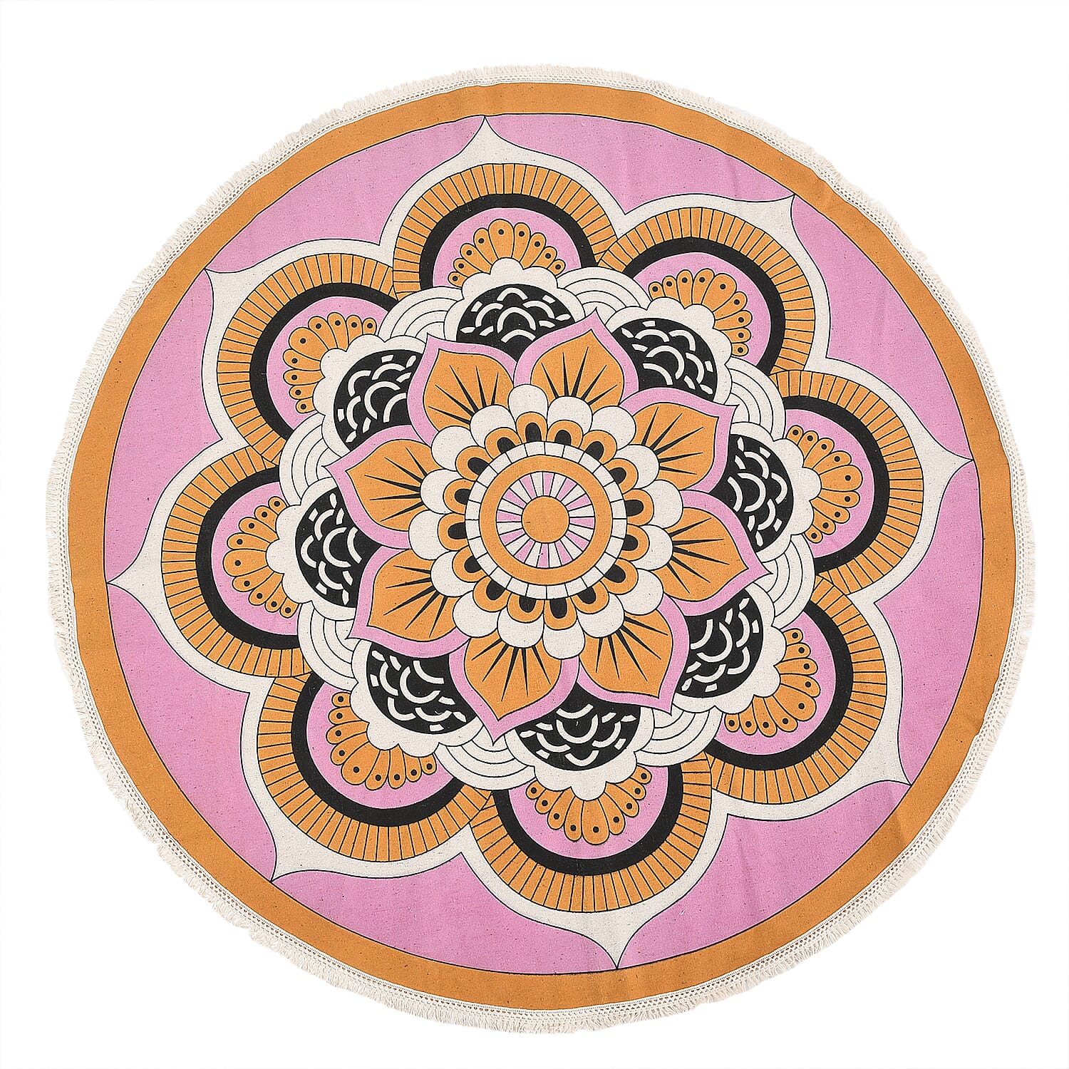 Multipurpose Retro Floral Pattern Round Rug (5ft Diameter) - Maroon
