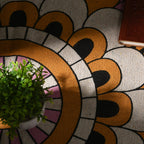 Multipurpose Retro Floral Pattern Round Rug (5ft Diameter) - Maroon