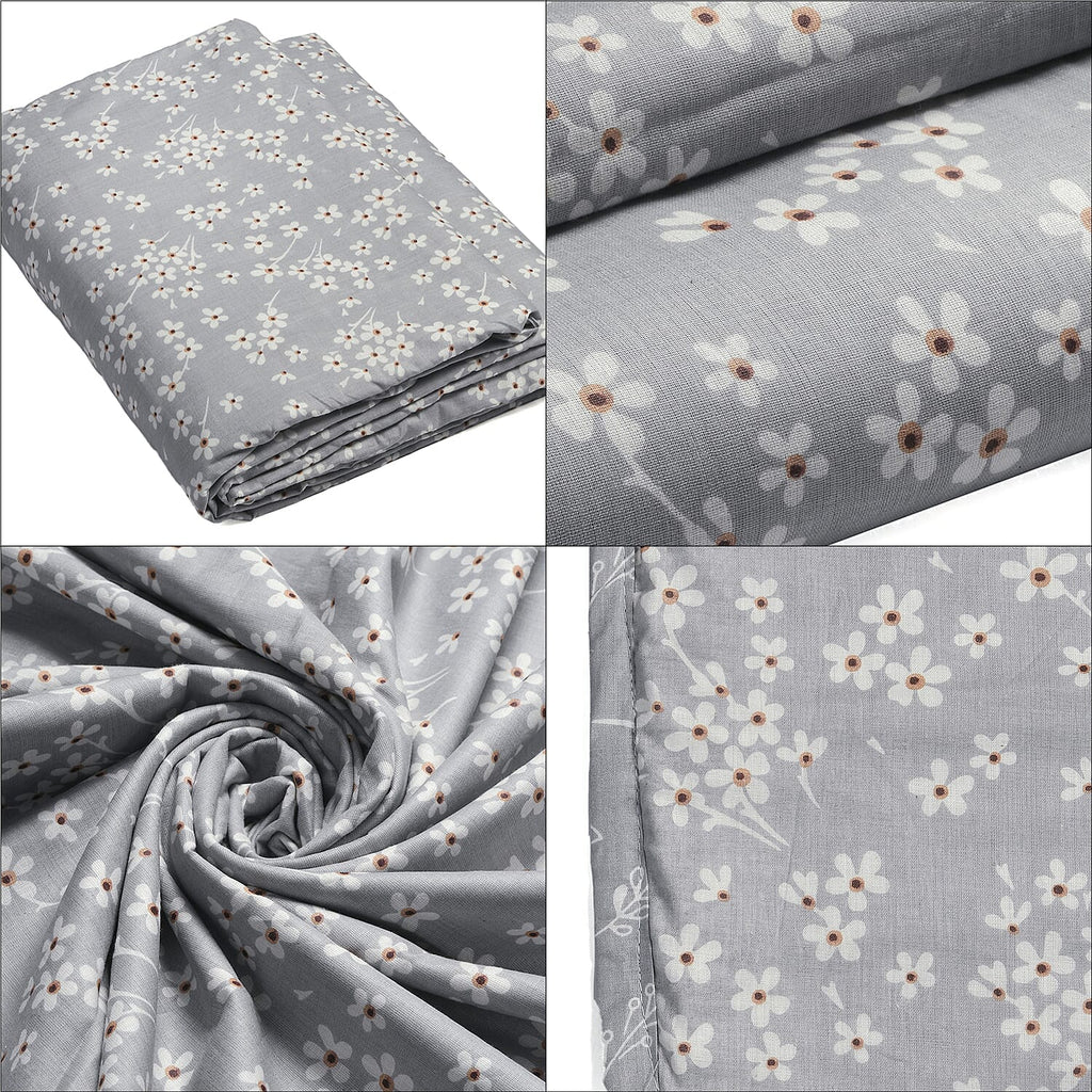 Cotton Printed Throw Blanket (Size 150x1 cm) - Grey & White
