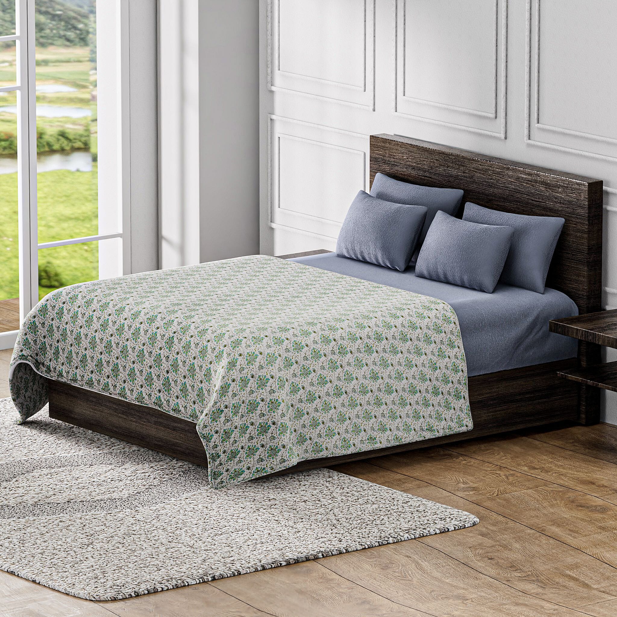 Jaipur Closeout - Premium Quality Soft Cotton Three Layer Dohar (Size 223x142 cm) - Green