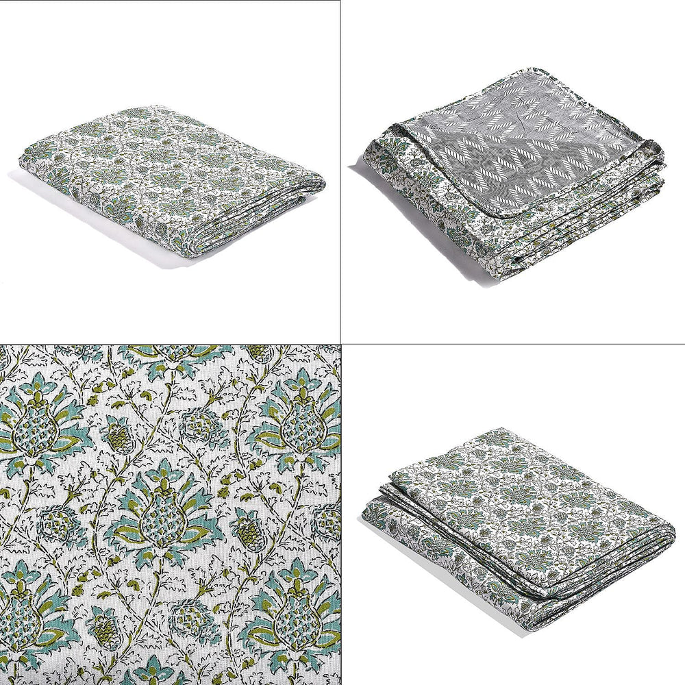 Jaipur Closeout - Premium Quality Soft Cotton Three Layer Dohar (Size 223x142 cm) - Green
