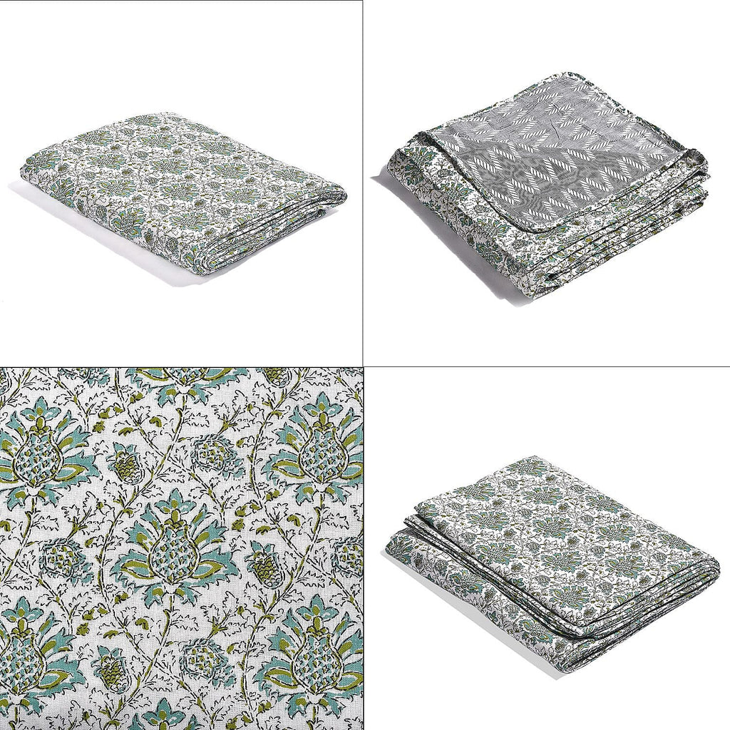 Jaipur Closeout - Premium Quality Soft Cotton Three Layer Dohar (Size 223x142 cm) - Green