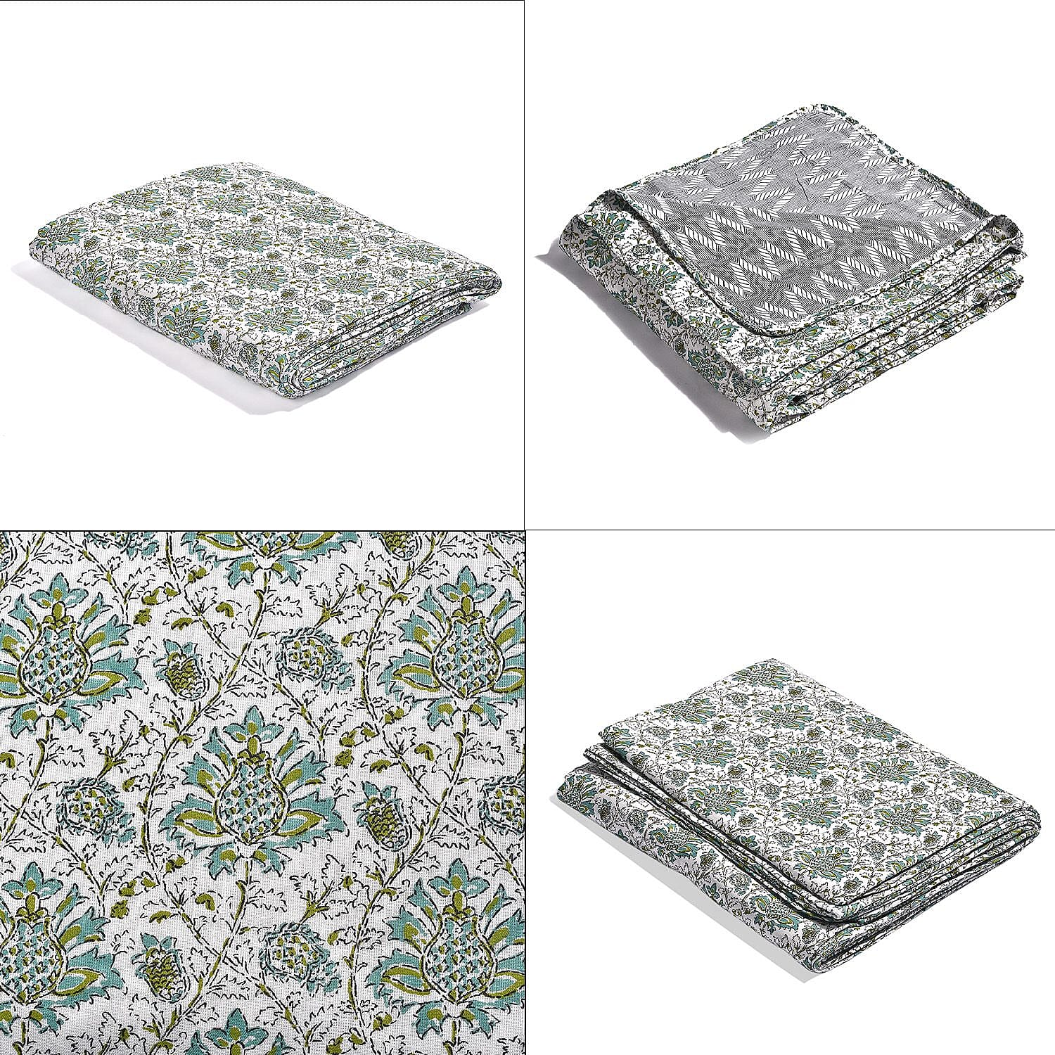 Jaipur Closeout - Premium Quality Soft Cotton Three Layer Dohar (Size 223x142 cm) - Green