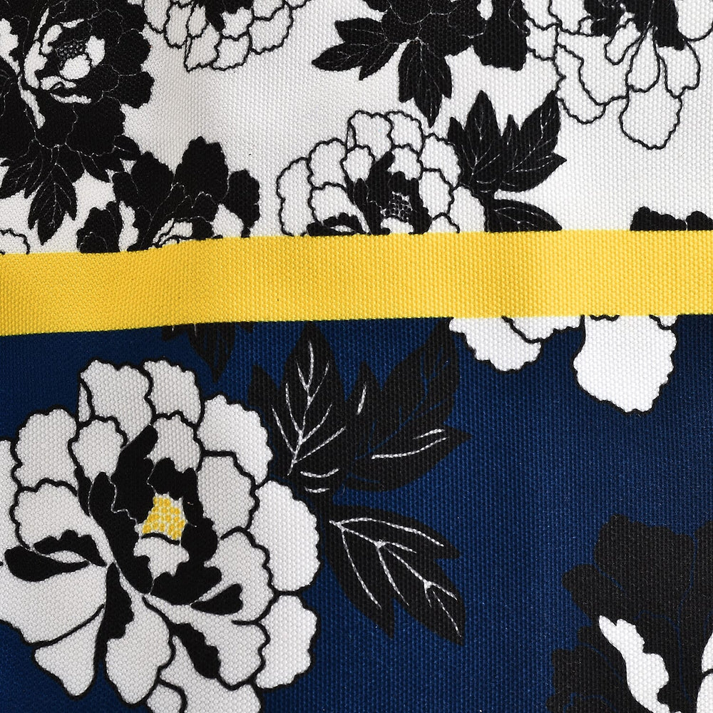 KTD by Kenzo Takada Leather and Cotton Canvas Floral Printed Tote Bag - Blue - White