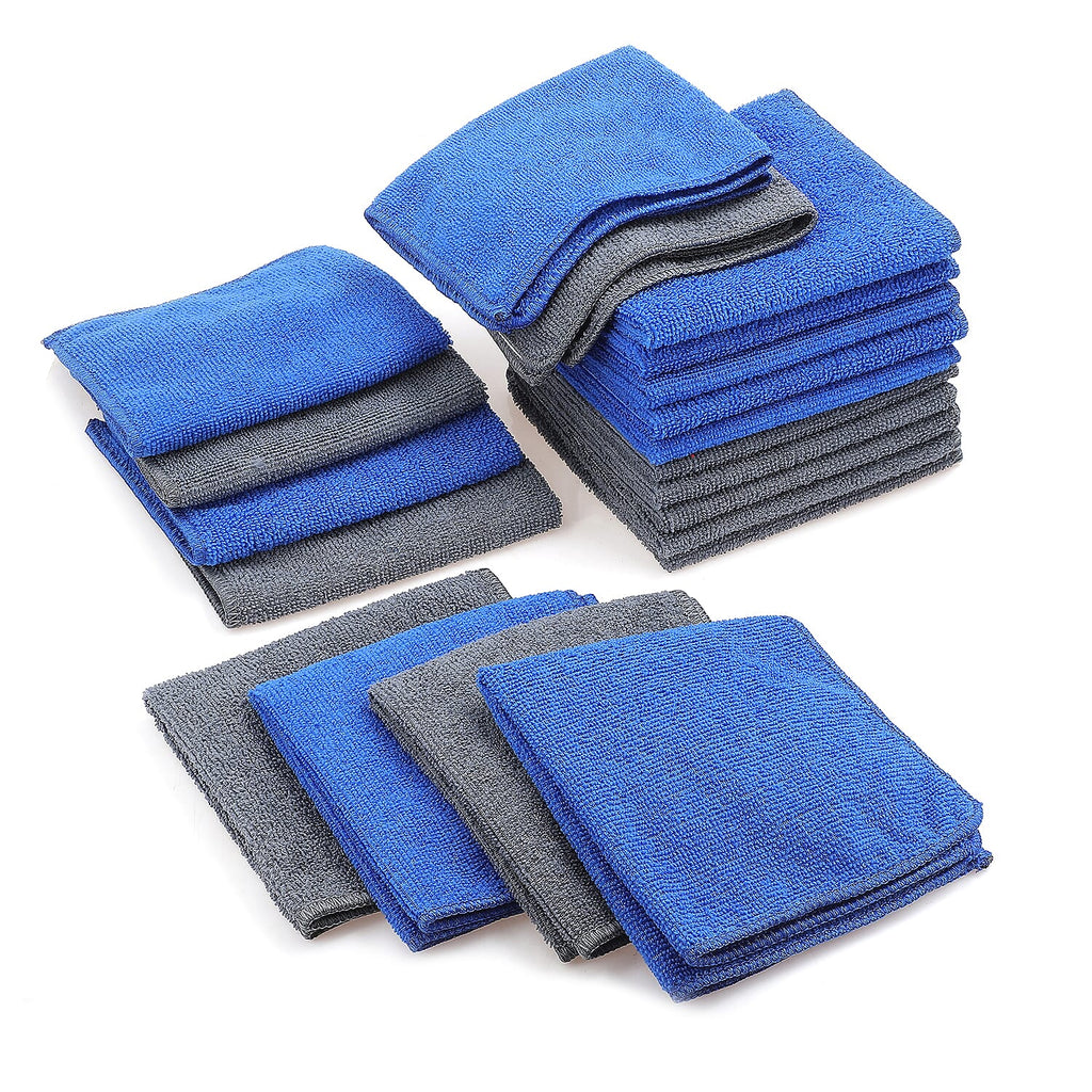 Set of 20 Micro Fiber Terry Kitchen Towels (Size 30x30 cm) - Blue & Grey
