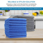 Set of 20 Micro Fiber Terry Kitchen Towels (Size 30x30 cm) - Blue & Grey