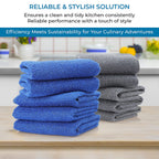 Set of 10 Micro Terry Dish Cloths (Size 60x40 cm) - Blue - Grey