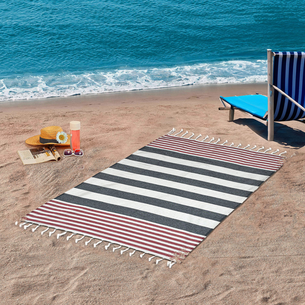 Cotton Stripe Towel (Size 90x170 cm) - Pink