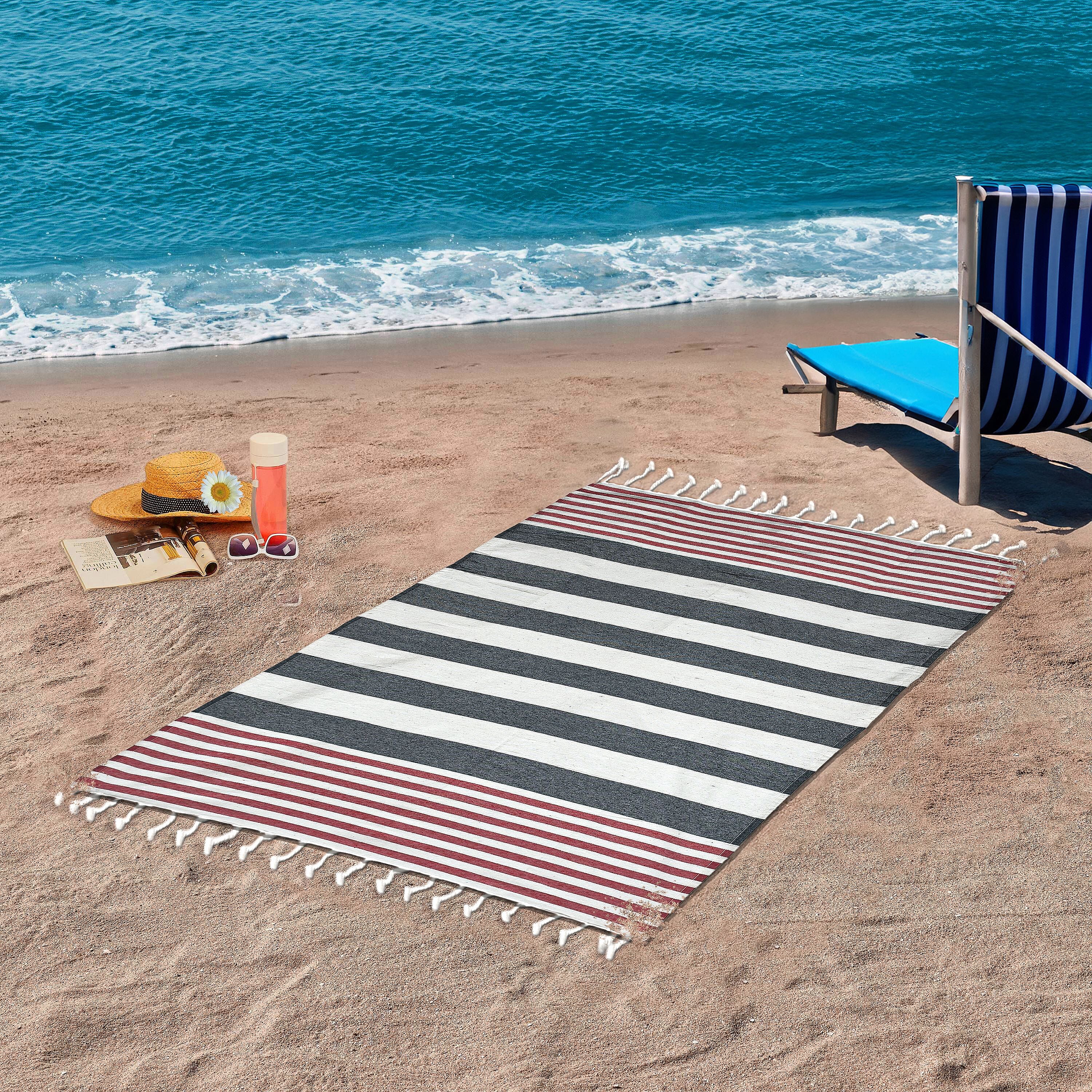 Cotton Stripe Towel (Size 90x170 cm) - Pink