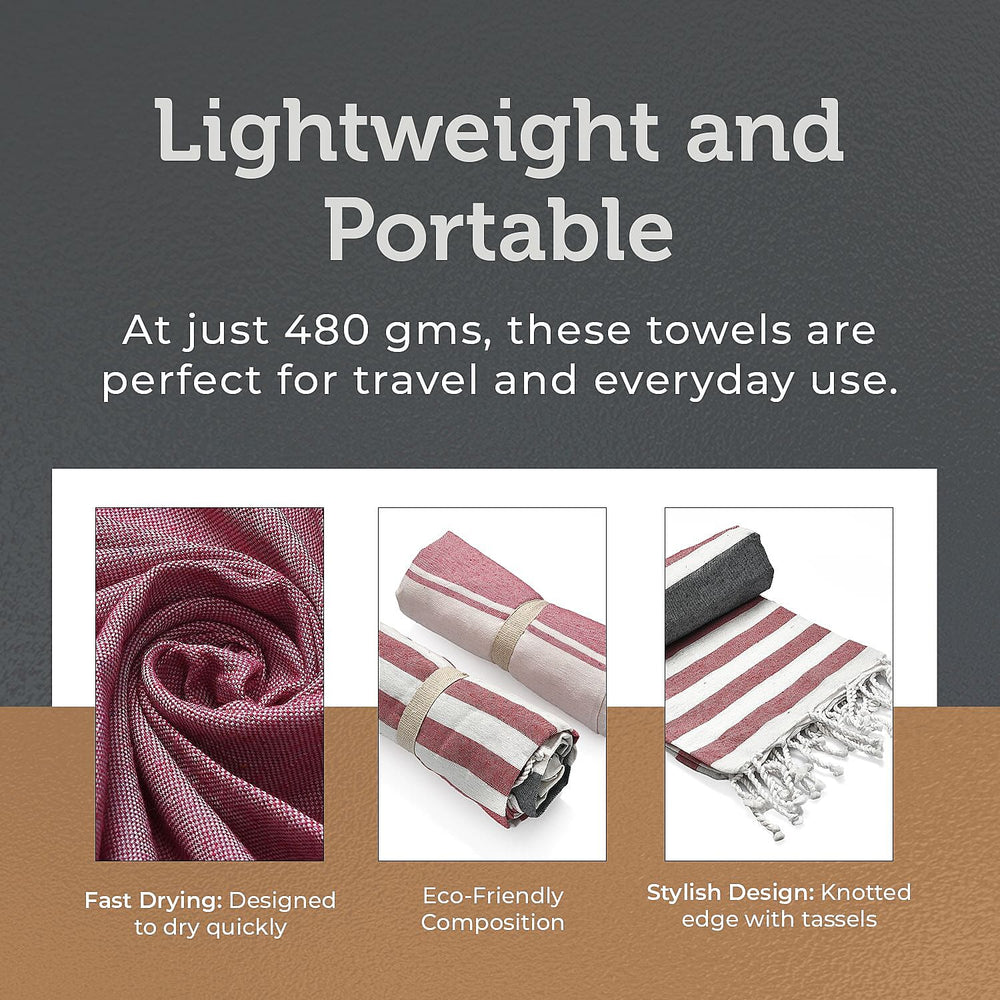 Cotton Stripe Towel (Size 90x170 cm) - Pink