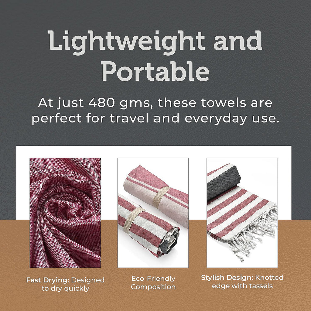 Cotton Stripe Towel (Size 90x170 cm) - Pink