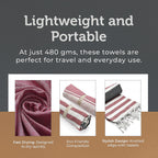 Cotton Stripe Towel (Size 90x170 cm) - Pink