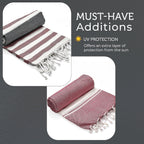 Cotton Stripe Towel (Size 90x170 cm) - Pink