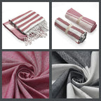 Cotton Stripe Towel (Size 90x170 cm) - Pink