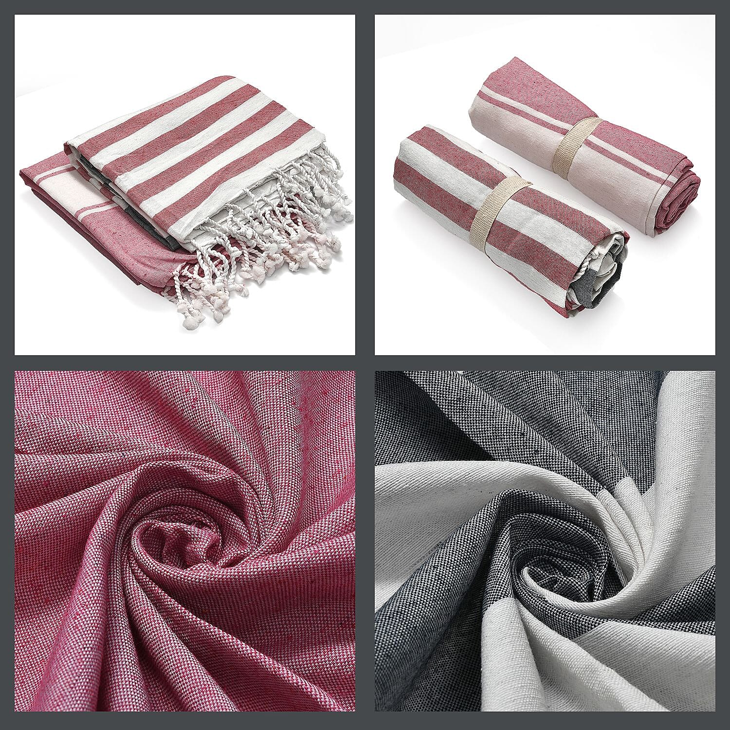 Cotton Stripe Towel (Size 90x170 cm) - Pink