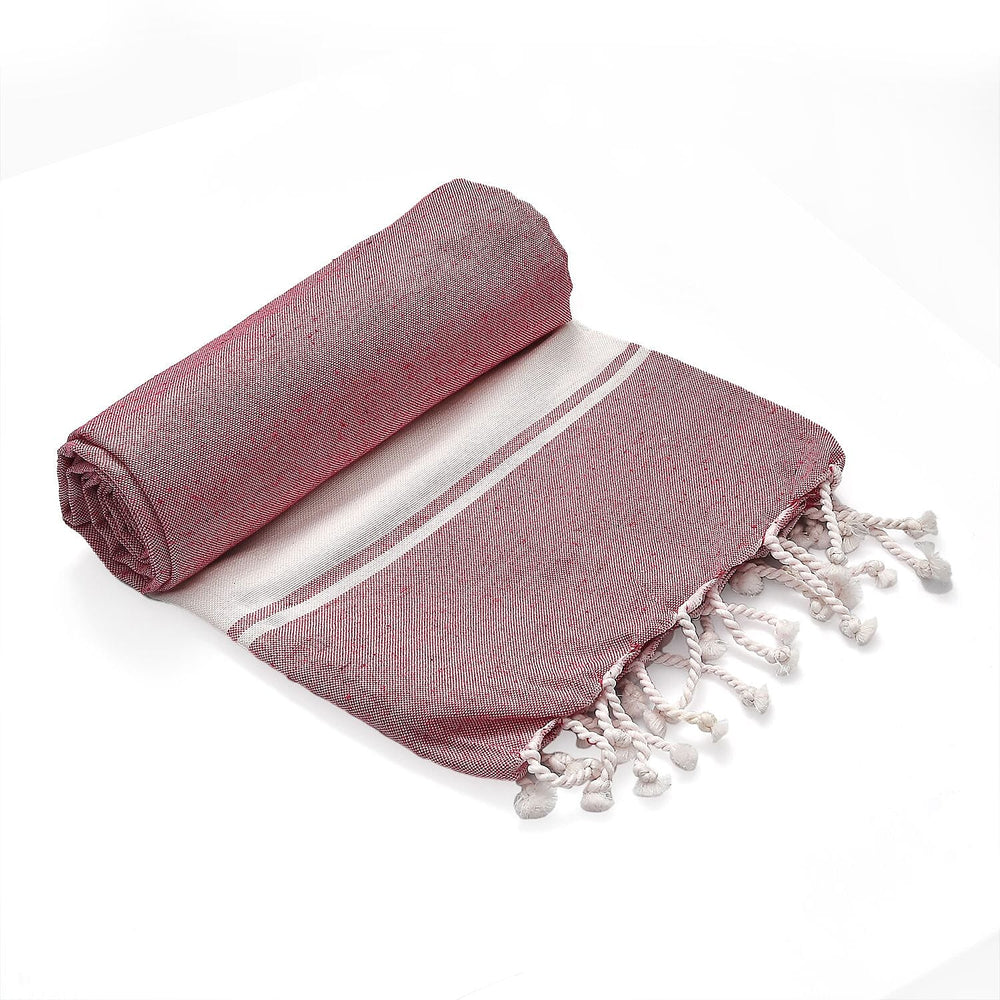 Cotton Stripe Towel (Size 90x170 cm) - Pink