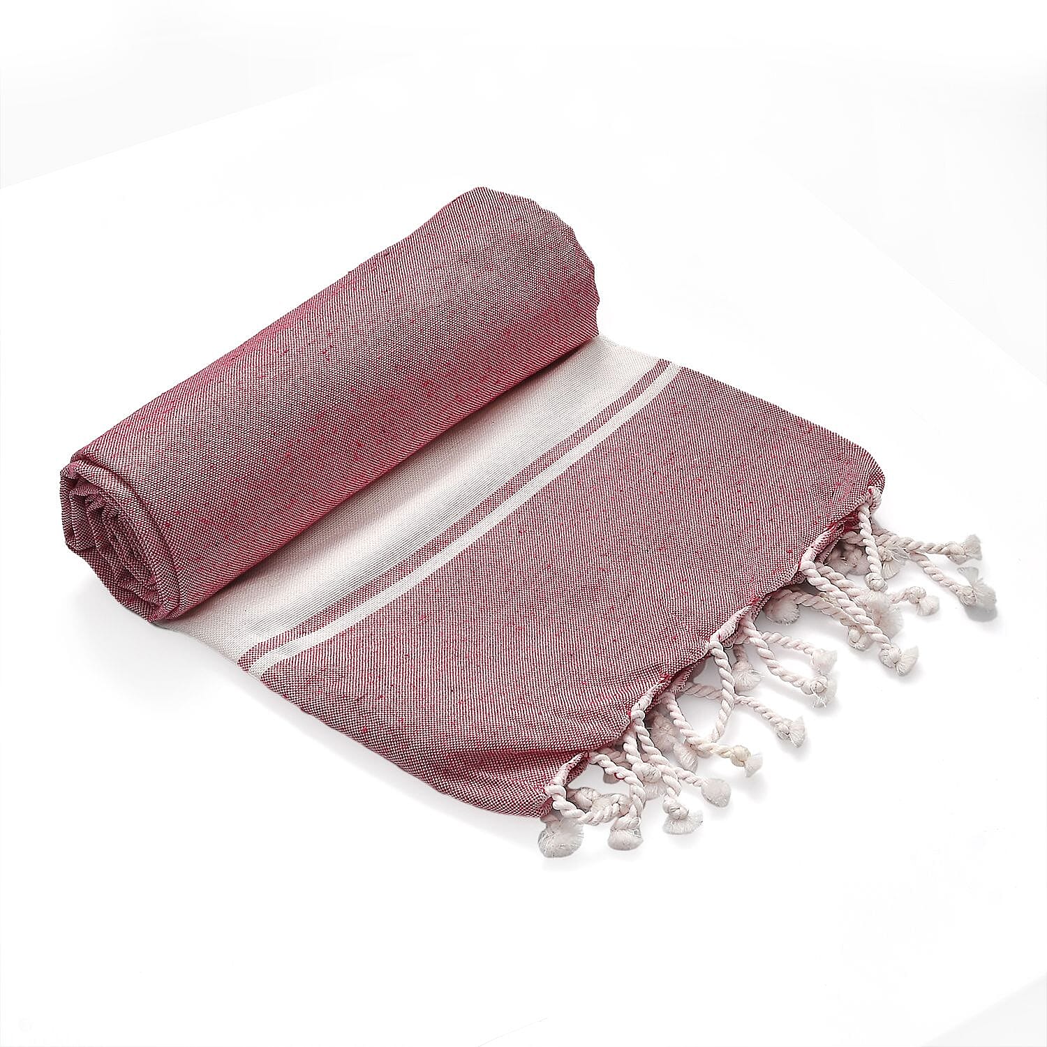 Cotton Stripe Towel (Size 90x170 cm) - Pink