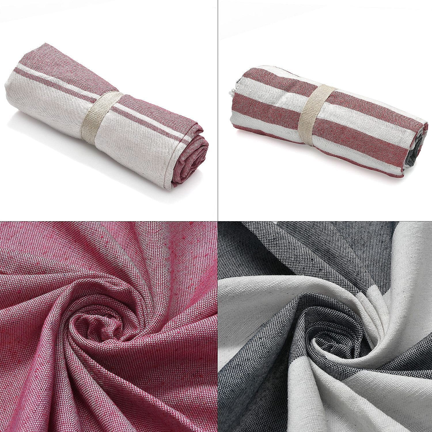 Cotton Stripe Towel (Size 90x170 cm) - Pink