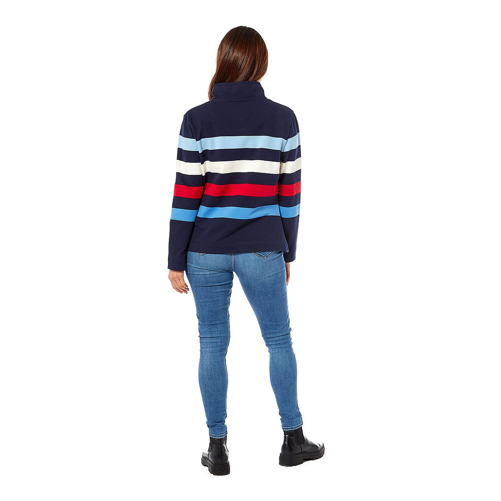 Ladies Cotton Wide Striped Sweat Shirt (Size 18) - Navy Blue and Multi