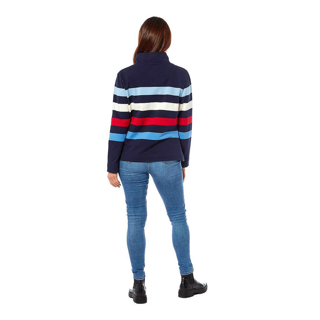 Ladies Cotton Wide Striped Sweat Shirt (Size 18) - Navy Blue and Multi