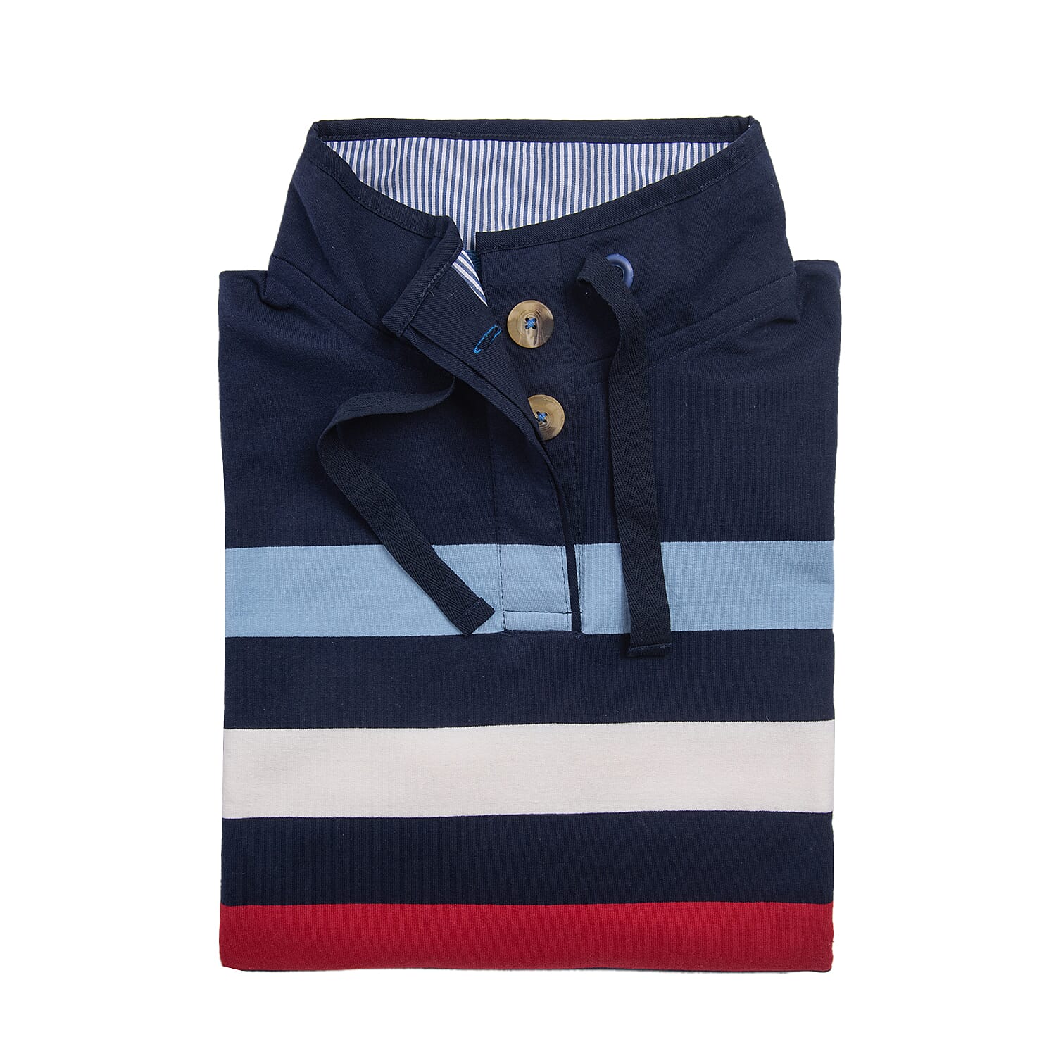 Ladies Cotton Wide Striped Sweat Shirt (Size 18) - Navy Blue and Multi