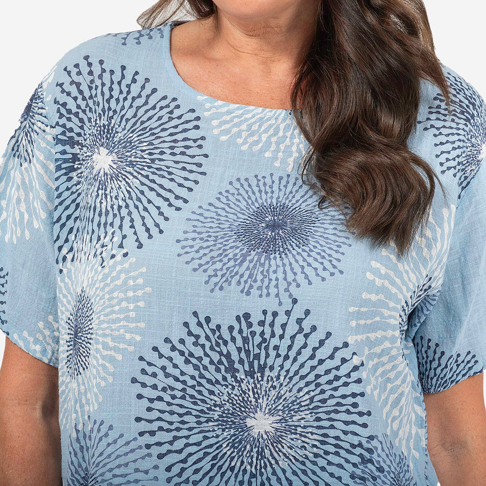 Sugar Crisp Star Burst Print Top (One Size) - Blue
