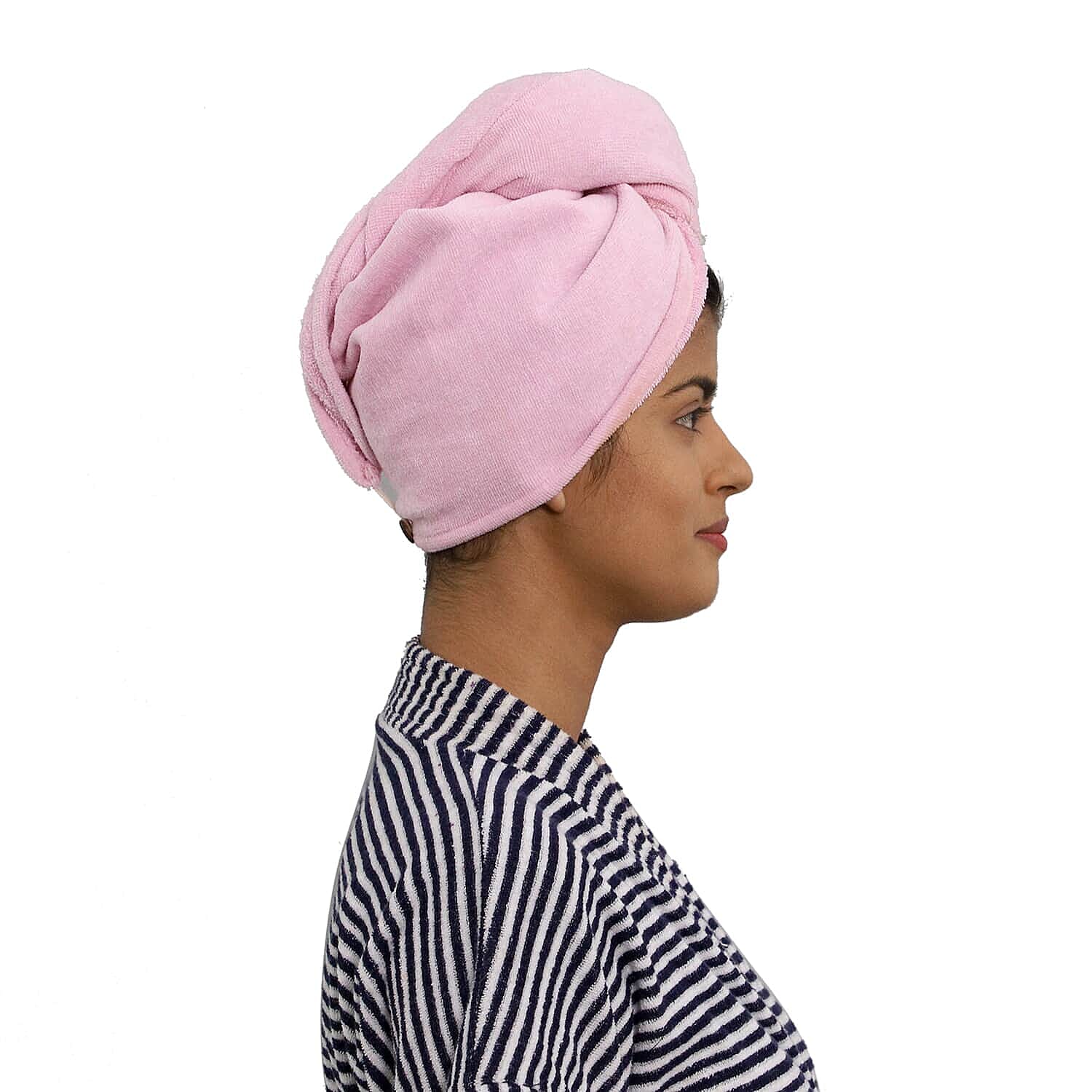 Set of 3 Hair Drying Cotton Wrap Towel (24x10 cm)- Pink, Purple and Red