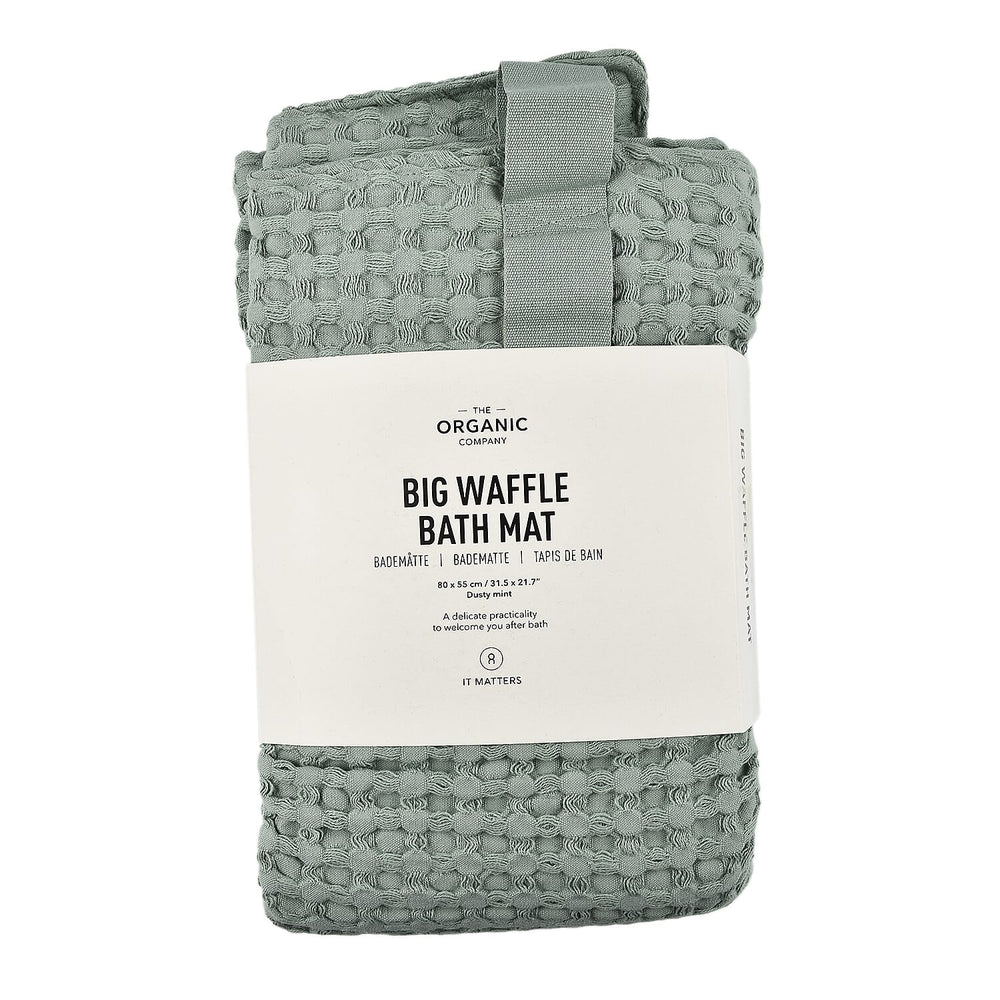 The Organic Company Closeout - 3 Piece Set -Big Waffle Bath Mat, Big Waffle Hand Towel - Big Waffle Cloth -  Mint