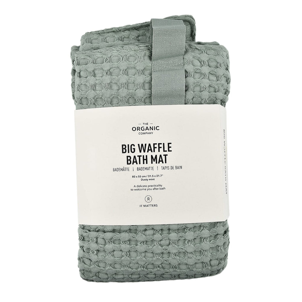 The Organic Company Closeout - 3 Piece Set -Big Waffle Bath Mat, Big Waffle Hand Towel - Big Waffle Cloth -  Mint