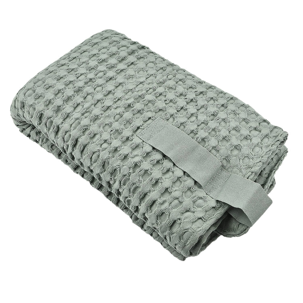 The Organic Company Closeout - 3 Piece Set -Big Waffle Bath Mat, Big Waffle Hand Towel - Big Waffle Cloth -  Mint