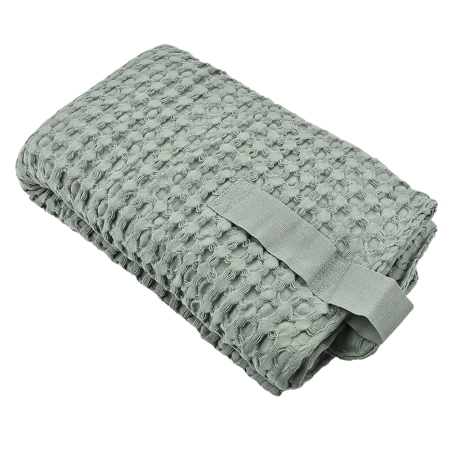 The Organic Company Closeout - 3 Piece Set -Big Waffle Bath Mat, Big Waffle Hand Towel - Big Waffle Cloth -  Mint