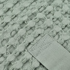 The Organic Company Closeout - 3 Piece Set -Big Waffle Bath Mat, Big Waffle Hand Towel - Big Waffle Cloth -  Mint