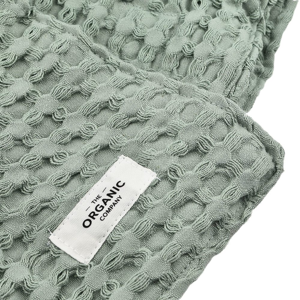 The Organic Company Closeout - 3 Piece Set -Big Waffle Bath Mat, Big Waffle Hand Towel - Big Waffle Cloth -  Mint