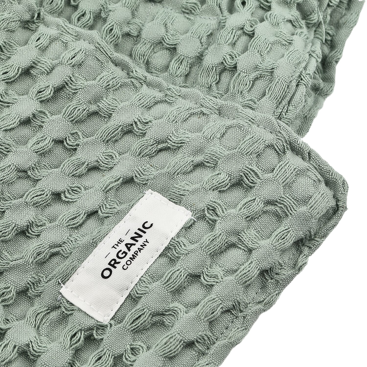 The Organic Company Closeout - 3 Piece Set -Big Waffle Bath Mat, Big Waffle Hand Towel - Big Waffle Cloth -  Mint