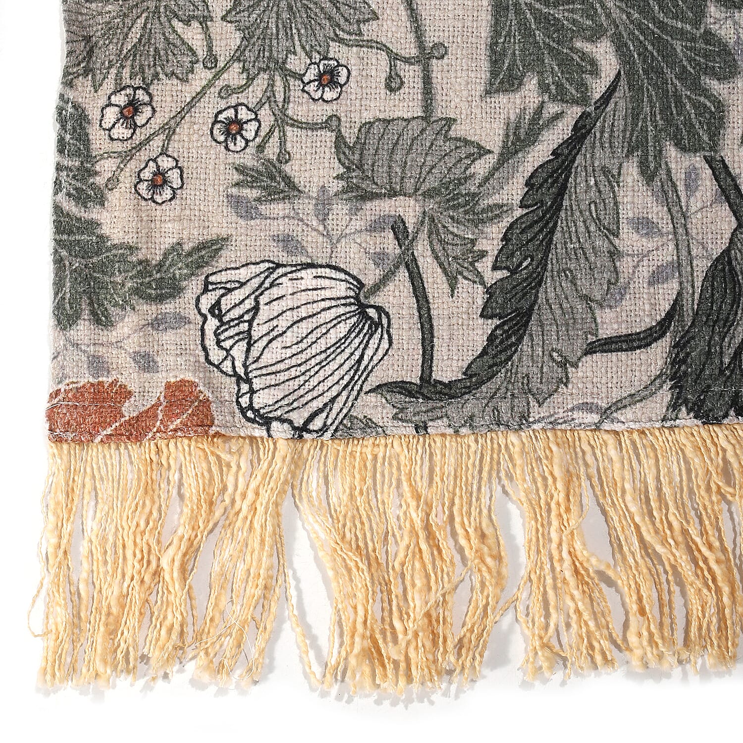100% Cotton Woven Floral Printed Throw (Size 180x130 cm) - Cream - Multi