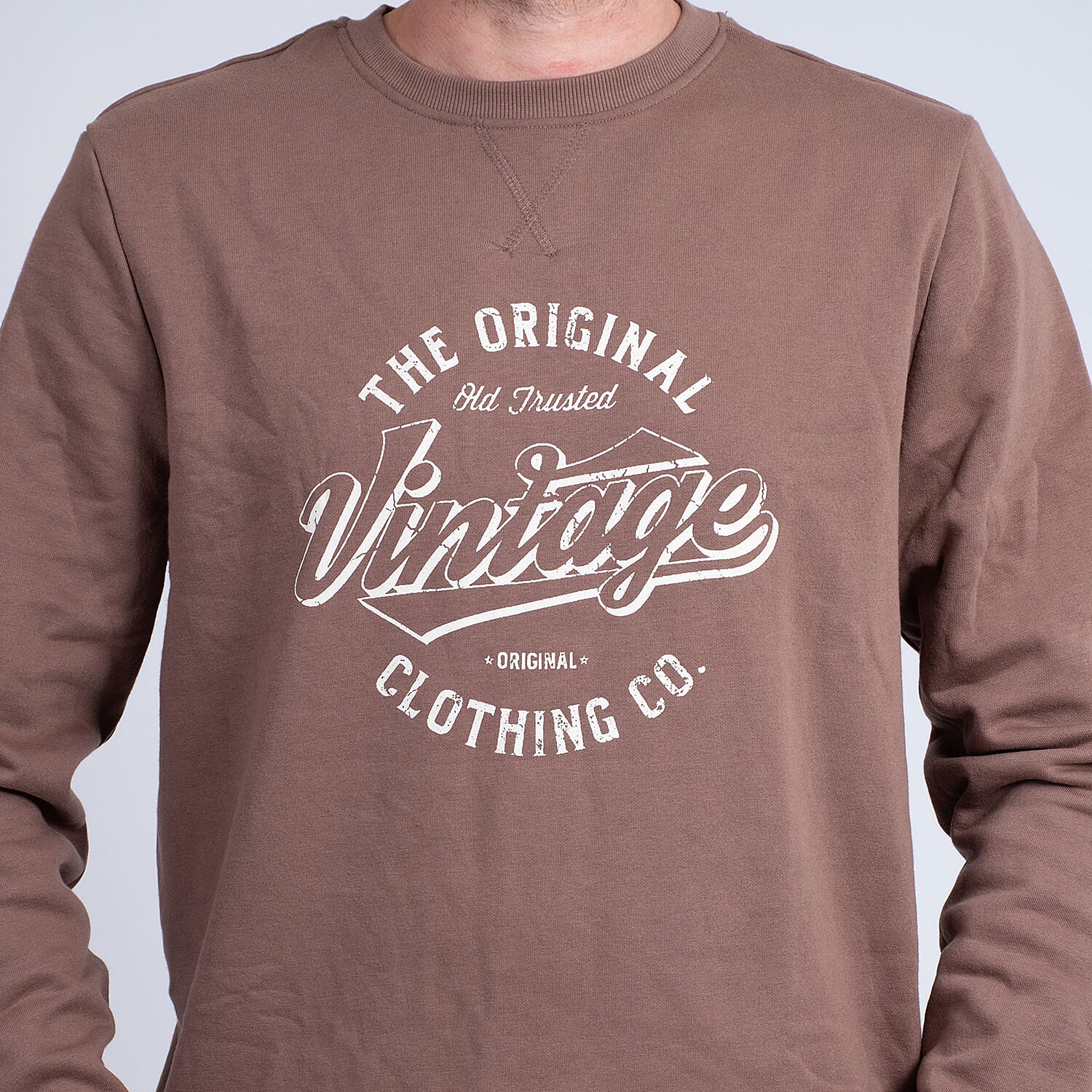 Cotton Woven Sweat Shirt (Size L) - Brown