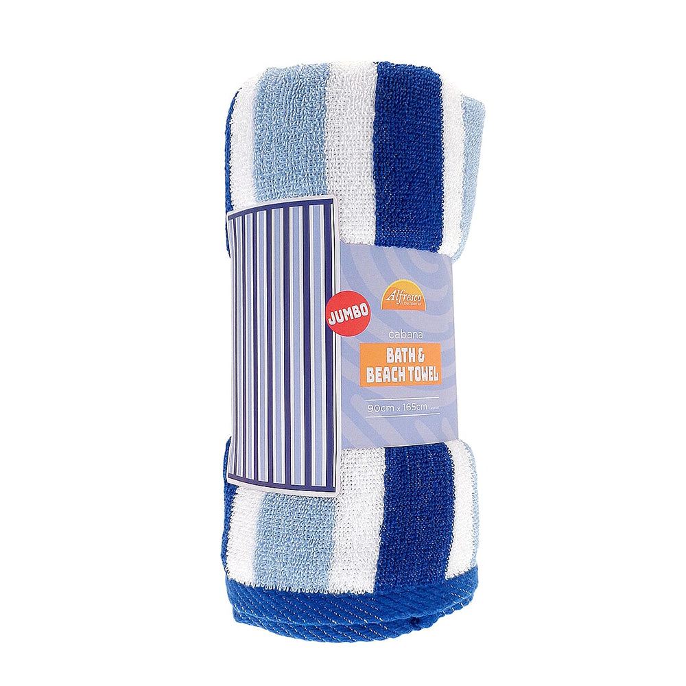 Country Club Jacquard Blue Stripe Design Jumbo Bath and Beach Towel (165x90cm)