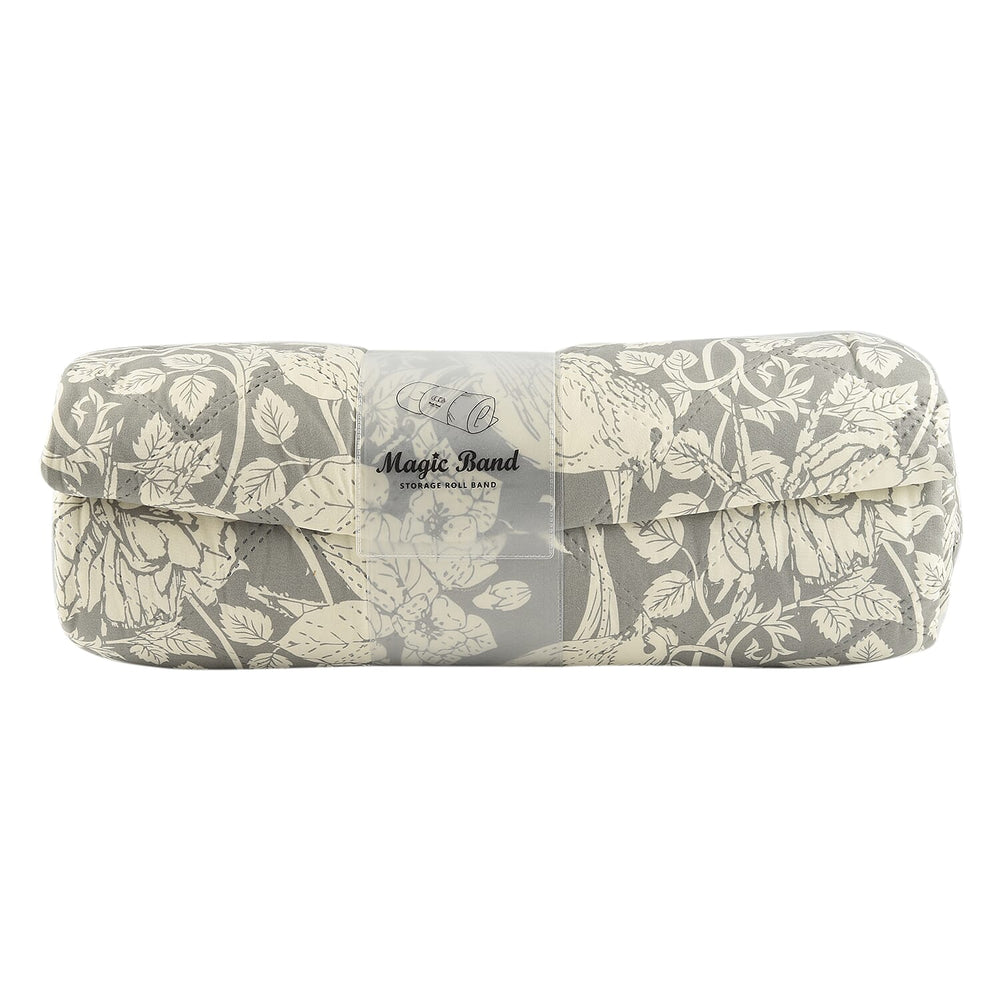 NEW LAUNCH - Country Club Floral Pattern Reversible Bedspread (Size 260x240 cm) - Medium Grey