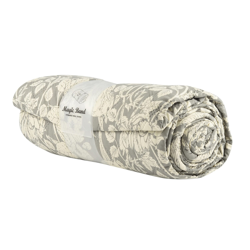NEW LAUNCH - Country Club Floral Pattern Reversible Bedspread (Size 260x240 cm) - Medium Grey