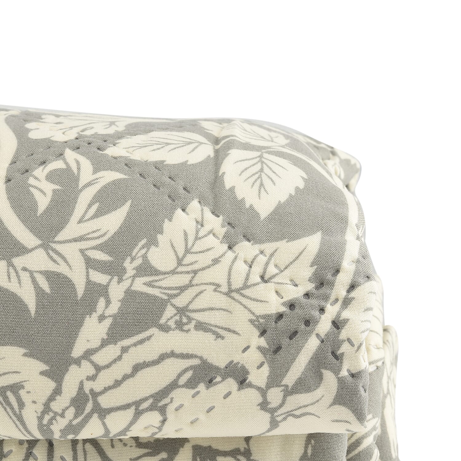 NEW LAUNCH - Country Club Floral Pattern Reversible Bedspread (Size 260x240 cm) - Medium Grey