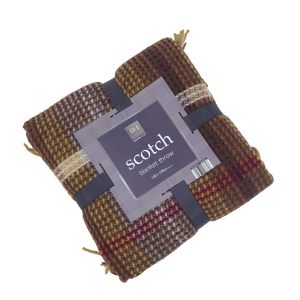 Country Club Tartan Brown Colour Blanket Throw (Size 170x130 cm)