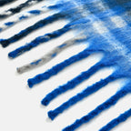 Cozy Checkered Scarf with Fringes - Blue