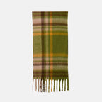 Cozy Checkered Winter Scarf with Fringes - Green