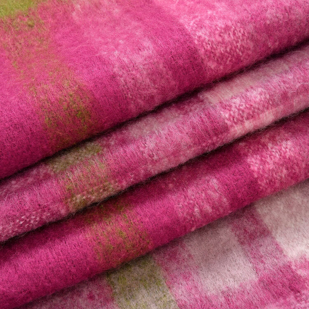 Cozy Checkered Winter Scarf with Fringes - Purple