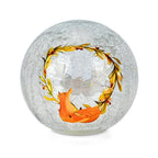 Cracked Glass Sphere Table Lamp with Foxes & Christmas Wreath Pattern (Size 15x15x14 Cm) - Multi