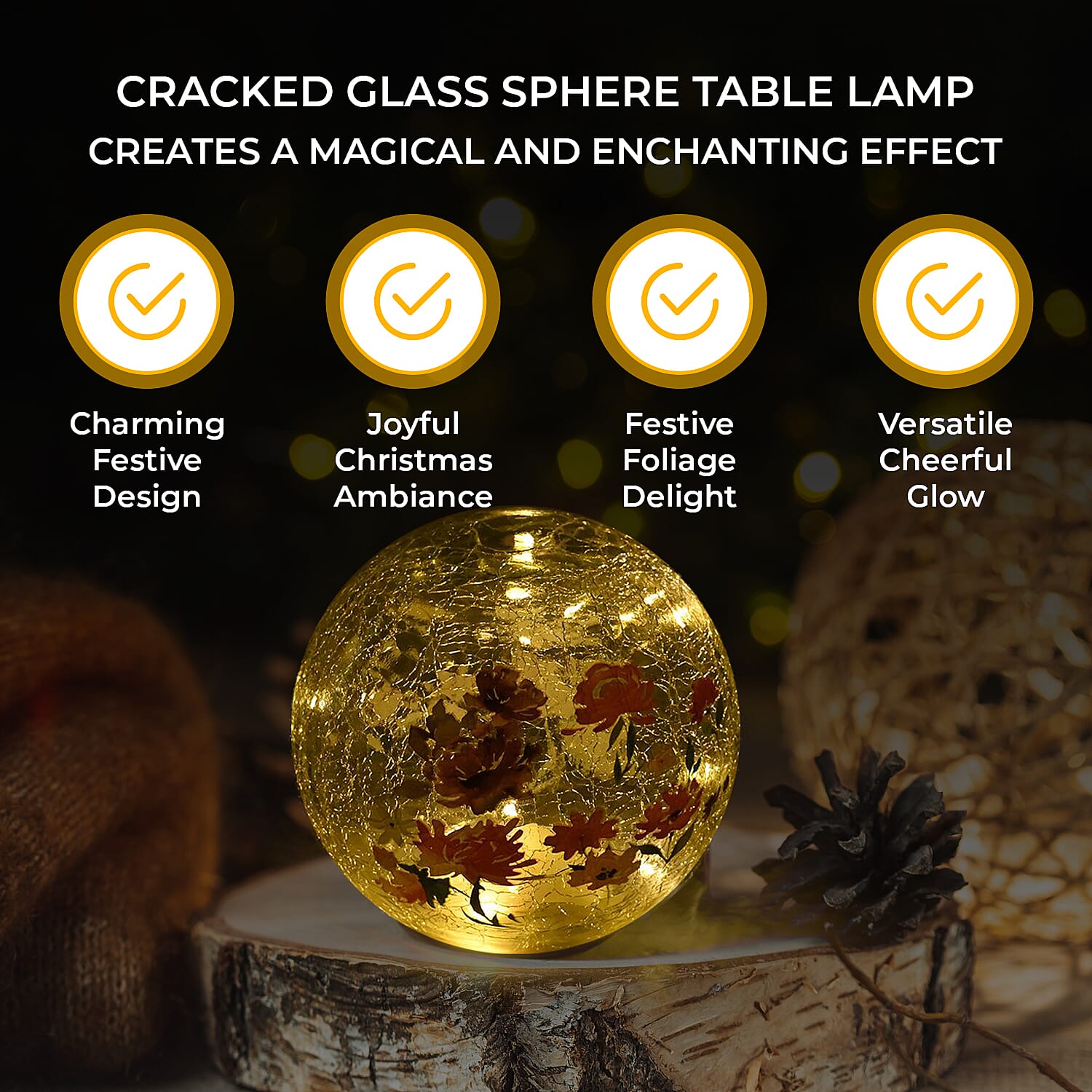 Cracked Glass Spher Table Lamp