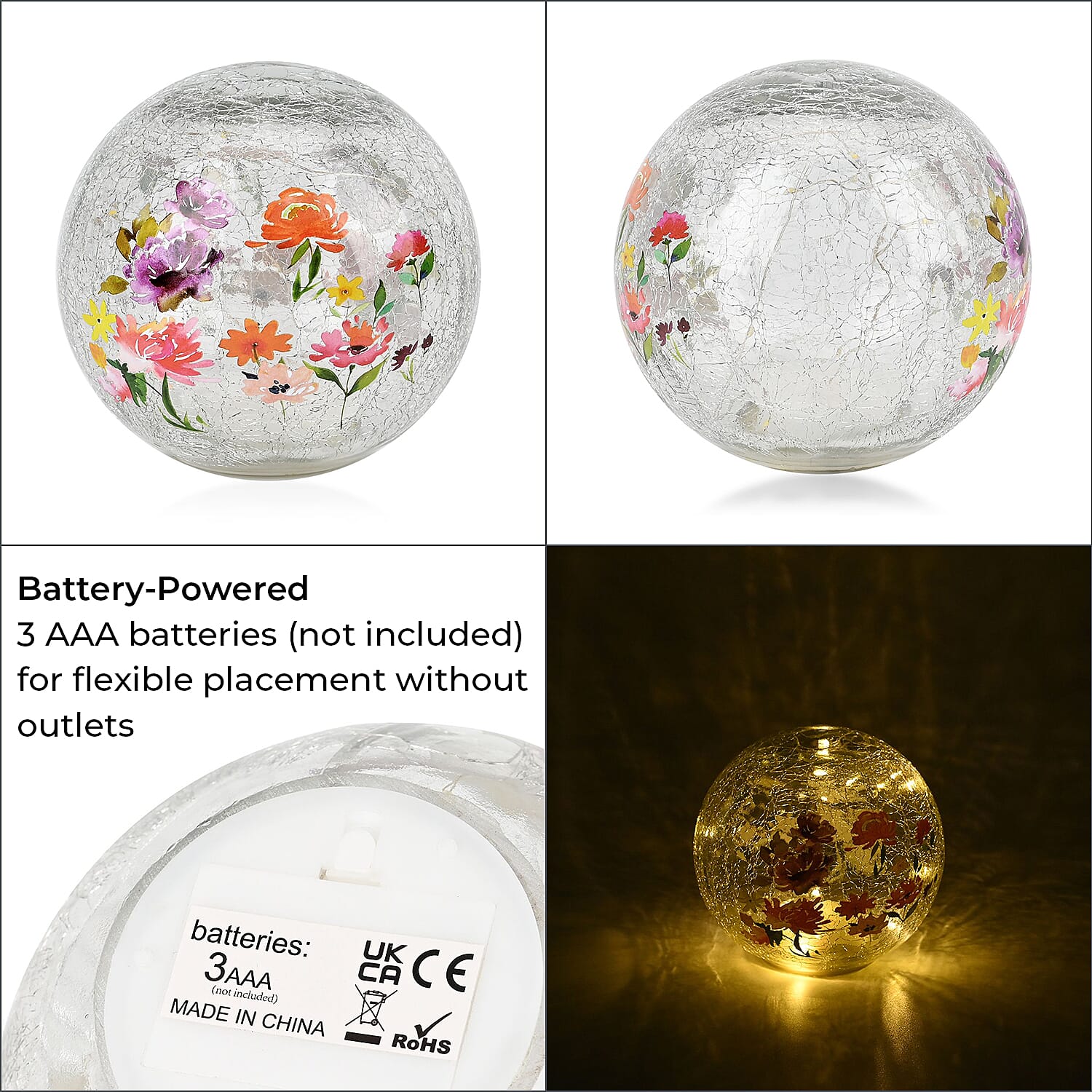 Cracked Glass Spher Table Lamp