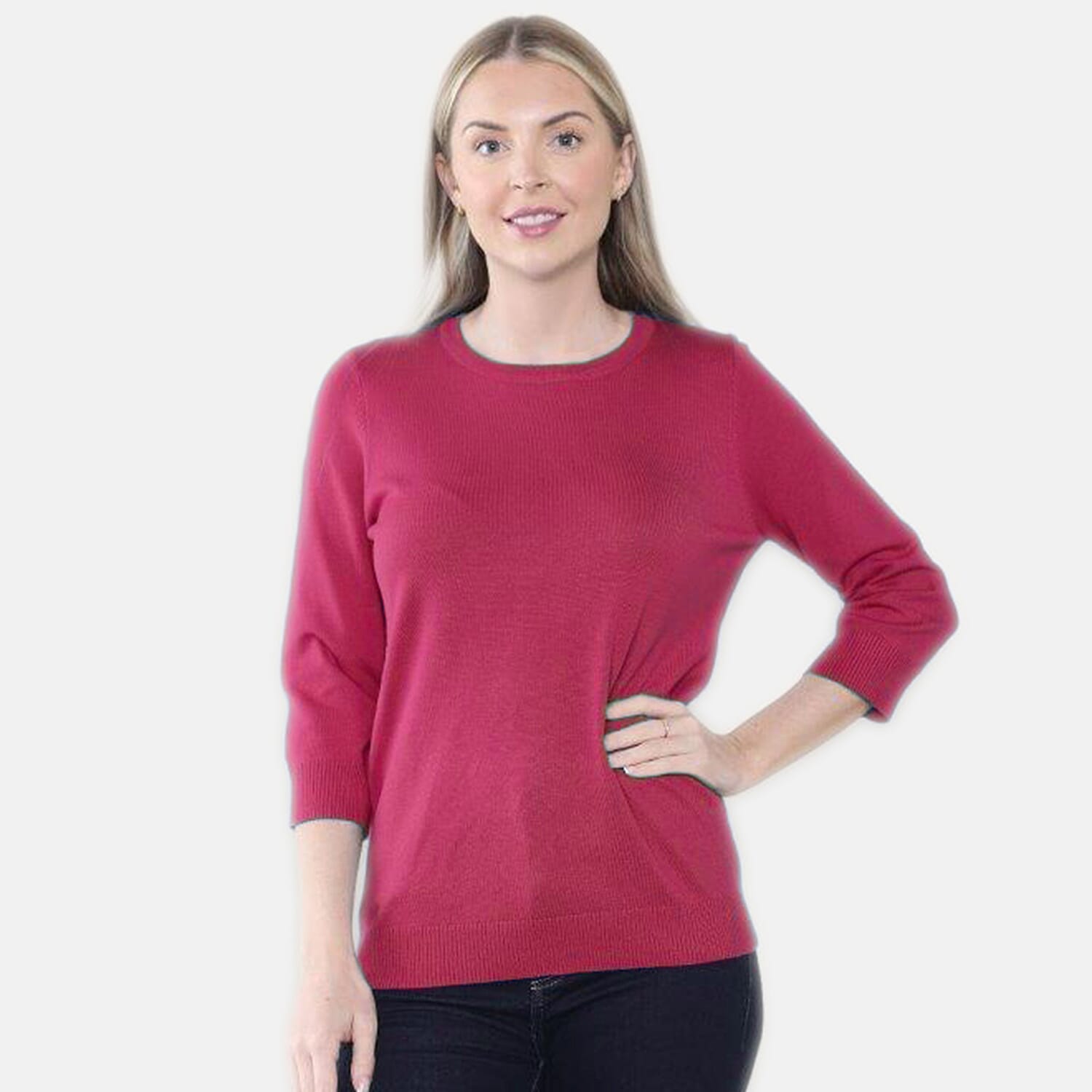 Crew Neck Knit Jumper (Size - 20 to 22) - Berry