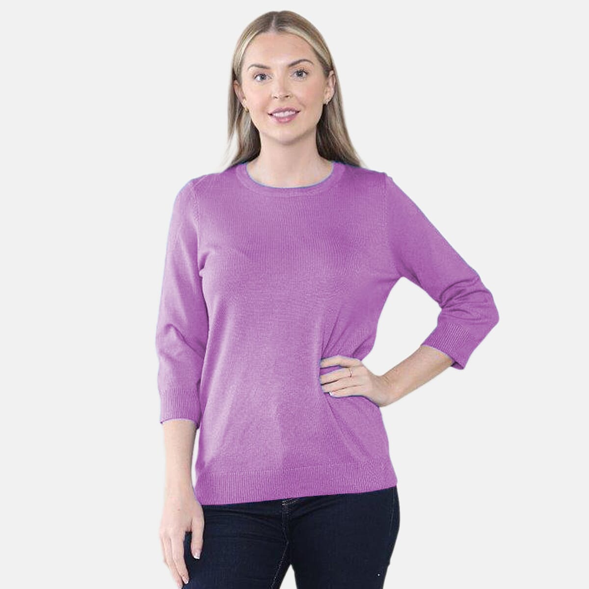 Crew Neck Knit Jumper (Size - 20 to 22) - Lilac